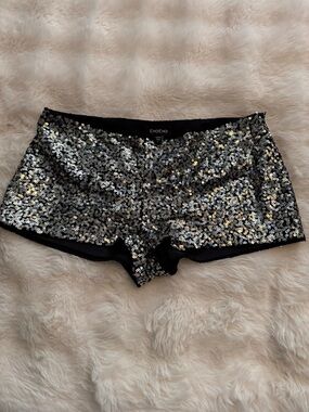 bebe Women's Sequence Shorts Black & Silver shorts  like new